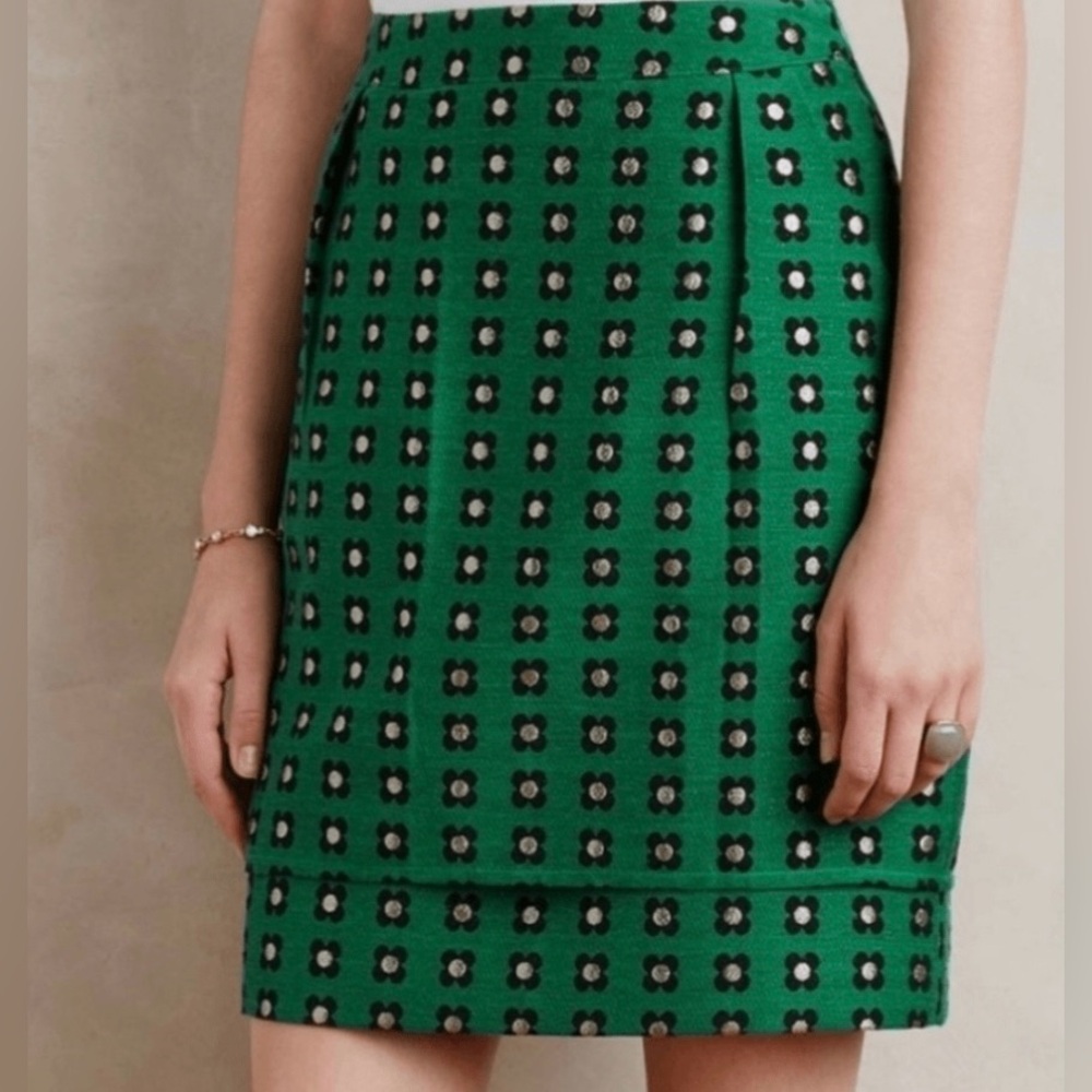 Anthropologie HD in Paris Garden Glimmer Floral Layered Mini Pencil Skirt Size 6